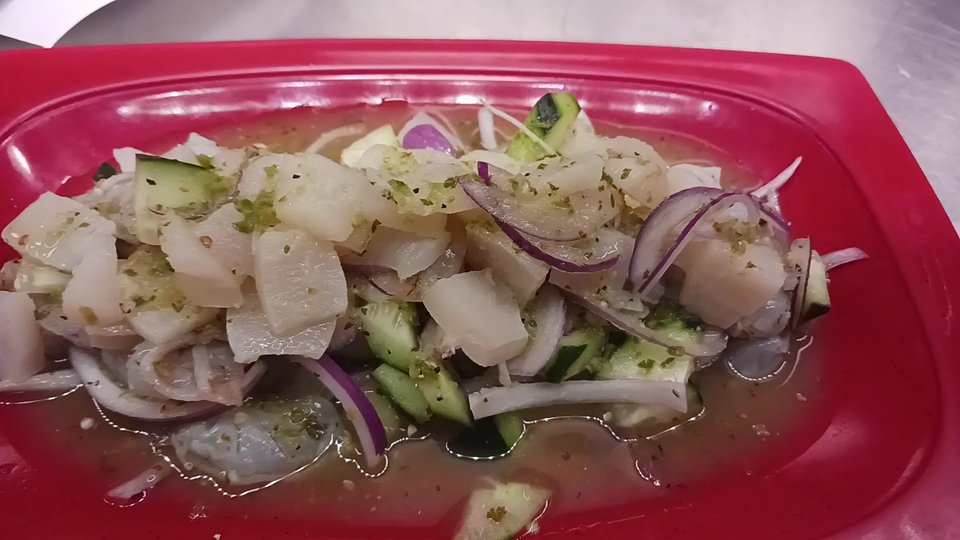 Seafood cocktails with chips and salsa.